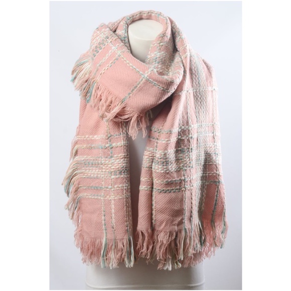 Cozy Chunky Multi Colored Plaid Stitch Blanket Scarf - Picture 2 of 4